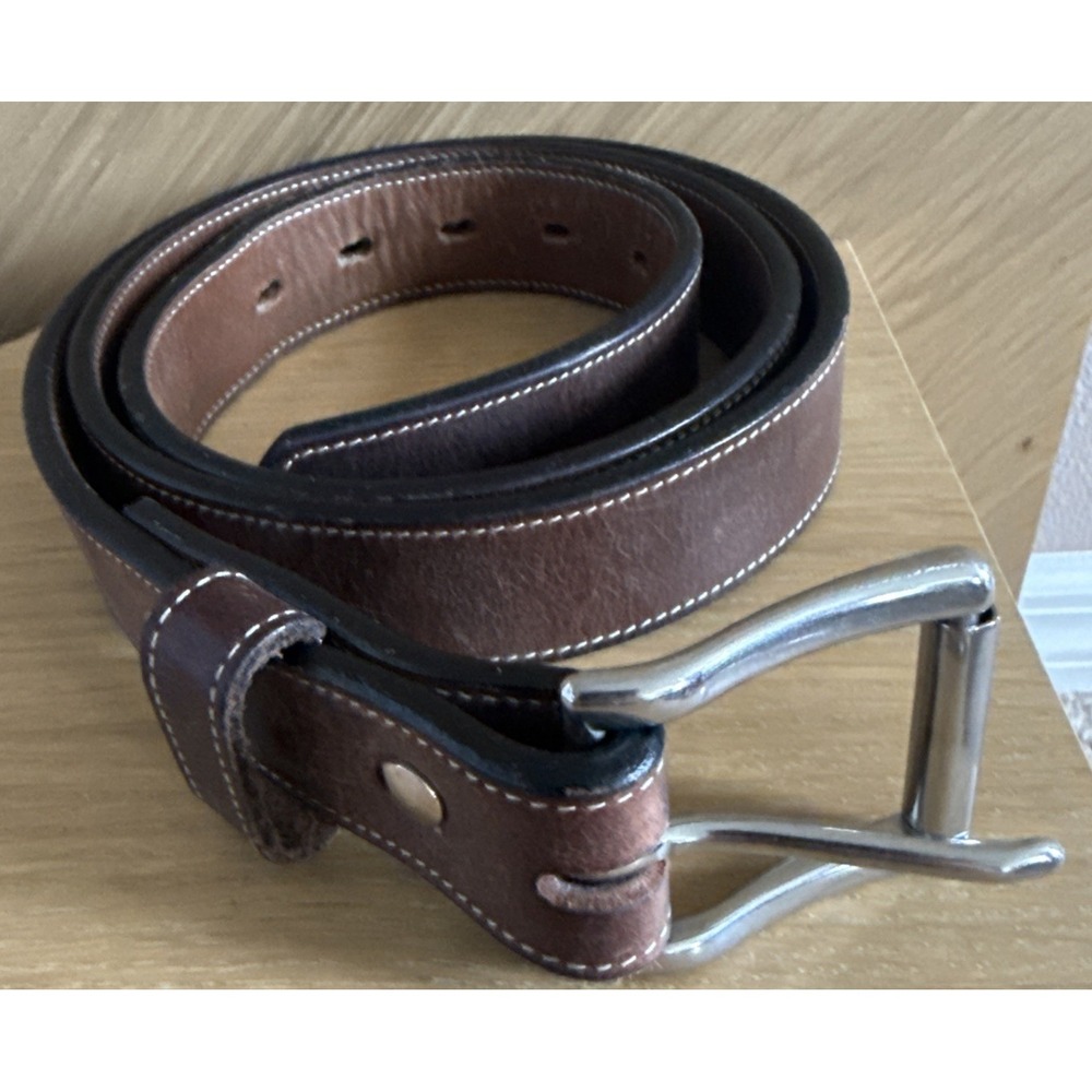 Hanks Belts Men's 42 Model 2865 Genuine Full Grain Leather Brown Made In USA